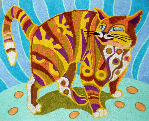 تابلویی دیگر از گربه خندان با کامواهای رنگی