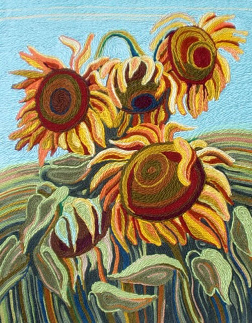 تابلوی گل آفتابگردان با کامواهای رنگی زیبا